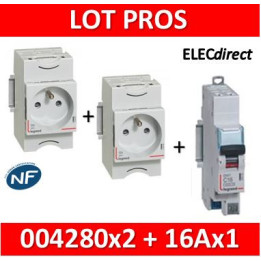 Legrand - LOT - PC 2P+T 16A 220V  Modulaire x 2 + disjoncteur 16A AUTO - 004280x2 + 406783x1