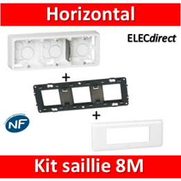 Legrand Mosaic -  Kit Cadre saillie 8 modules - horizontal - 078818L +080286+080253