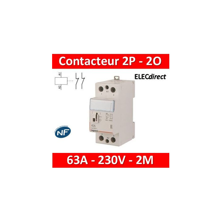 Legrand - Contacteur de puissance bipolaire bobine 230V - 63A - 2O - 2M - 412548