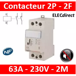Legrand - Contacteur de puissance bipolaire bobine 230V - 63A - 2F - silencieux - 2M - 412560