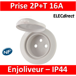 Legrand Céliane - Enjoliveur PC 2P+T blanc - IP44 - 067812