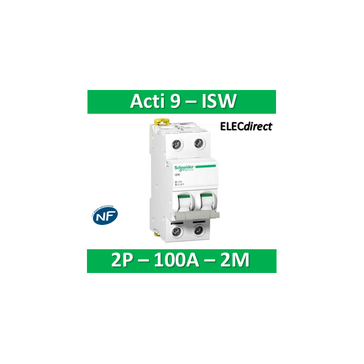Schneider - Interrupteur-sectionneur bipolaire 100A - Acti9 - ISW - A9S65291