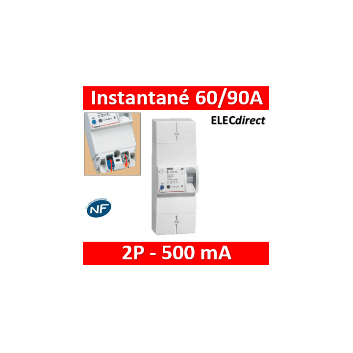Legrand - Disjoncteur de branchement EDF - bipolaire - 60/90A instantané - 500MA - Réf.: 401002