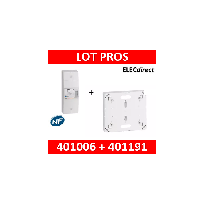 Legrand - Disjoncteur de branchement EDF 60A sélectif + platine disjoncteur bipolaire - 401006+401191