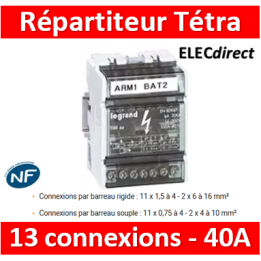 Legrand - Répartiteur Tetrapolaire 13 connexions - 6 modules - 40A - 004885