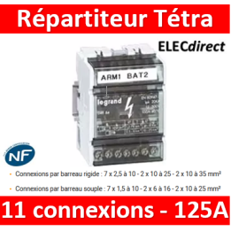 Legrand - Répartiteur Tétra 11 connexions - 6 modules - 125A - 004886