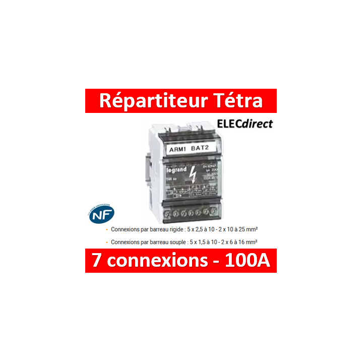 Legrand - Répartiteur tetra- 7 connexions - 4 modules - 100A - 004884
