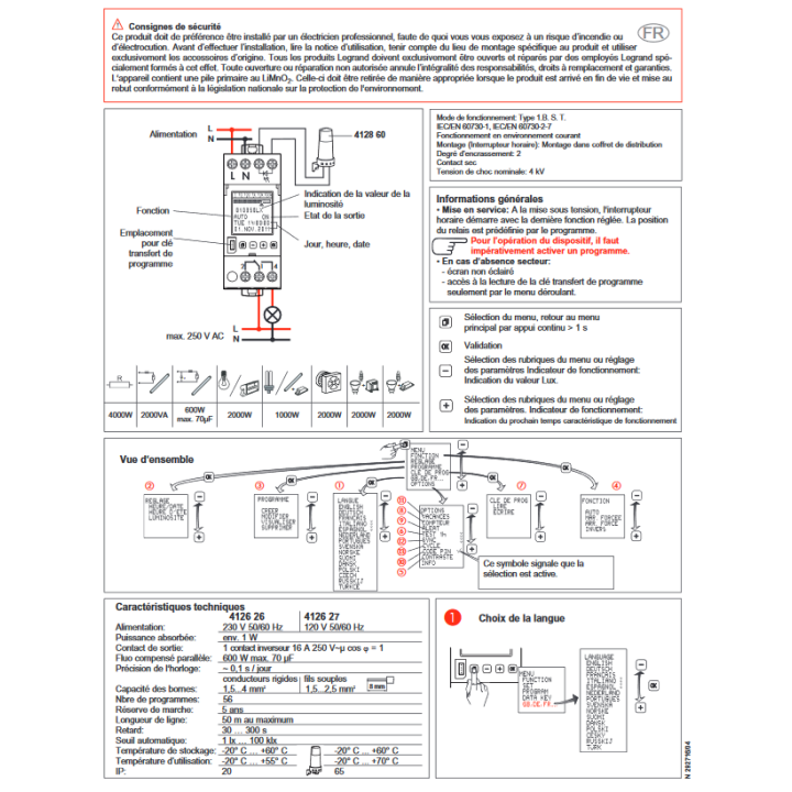 Legrand - Interrupteur crépusculaire programmable - 230V - 412626