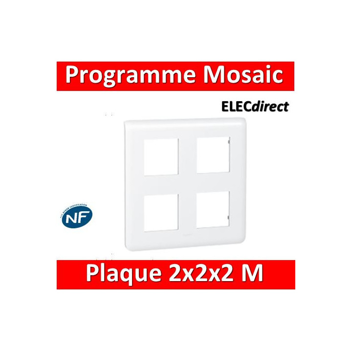 Legrand Mosaic - Plaque 2 x 2 x 2 modules - Blanc - 078838