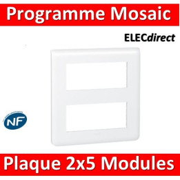 Legrand Mosaic - Plaque 2 x 5 modules - Blanc - 078830