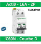 Schneider - Acti9 - iC60N - Disjoncteur - 2P - 16A - 6kA - courbe D -  Réf : A9F75216