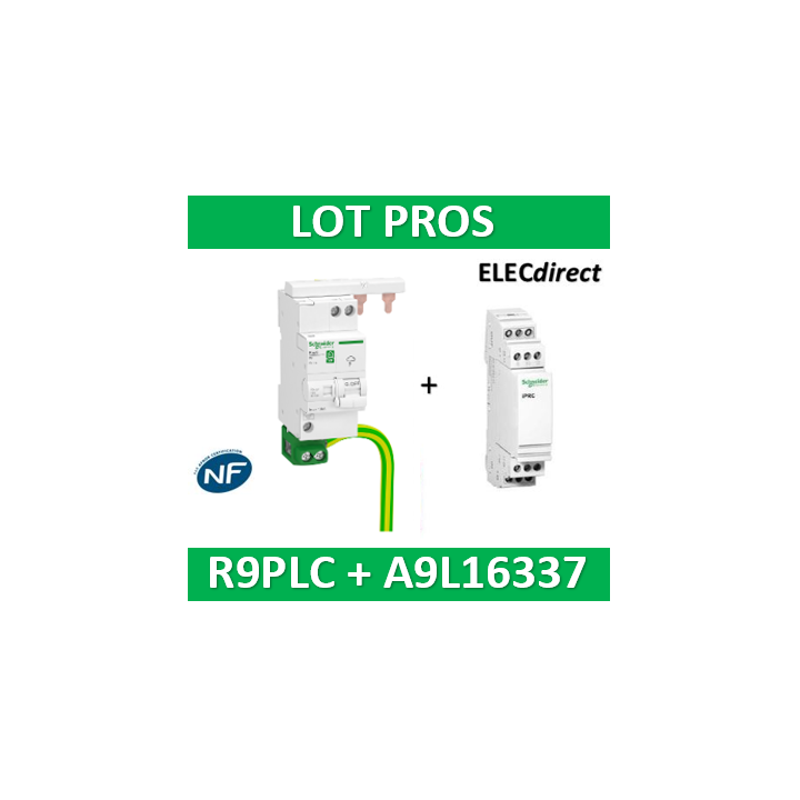 Schneider - Parafoudre bipolaire RESI9 NF PH+N 10KA + parafoudre ligne téléphonique - R9PLC+A9L16337