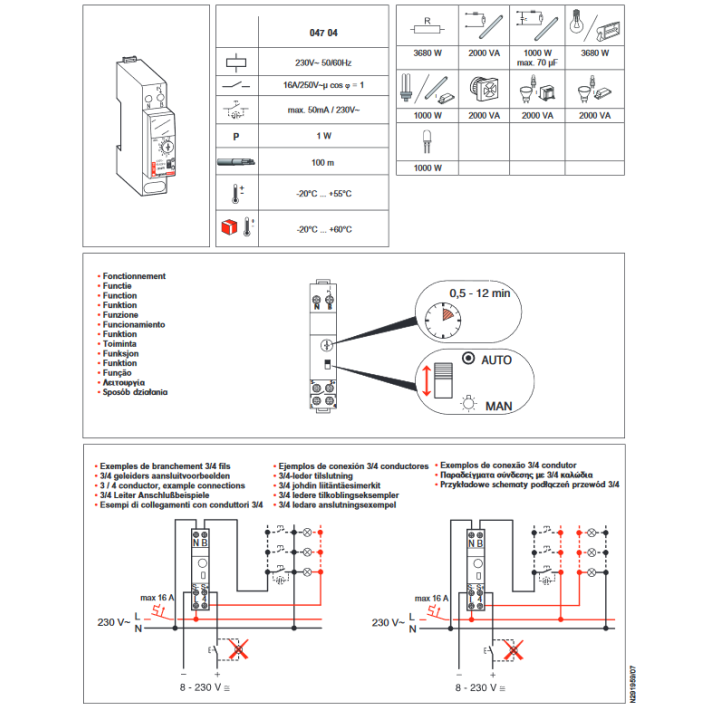 Legrand - Minuterie multifonction 16A - 230V - Réf : 004704