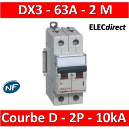 Legrand - Disjoncteur Bipolaire DX3 63A - 10kA - courbe D - 408021