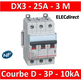 Legrand - Disjoncteur 3P DX3 25A - 10kA - courbe D - 408061