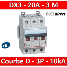 Legrand - Disjoncteur 3P DX3 20A - 10kA - courbe D - Réf : 408060