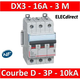 Legrand - Disjoncteur 3P DX3 16A - 10kA - courbe D - 408059