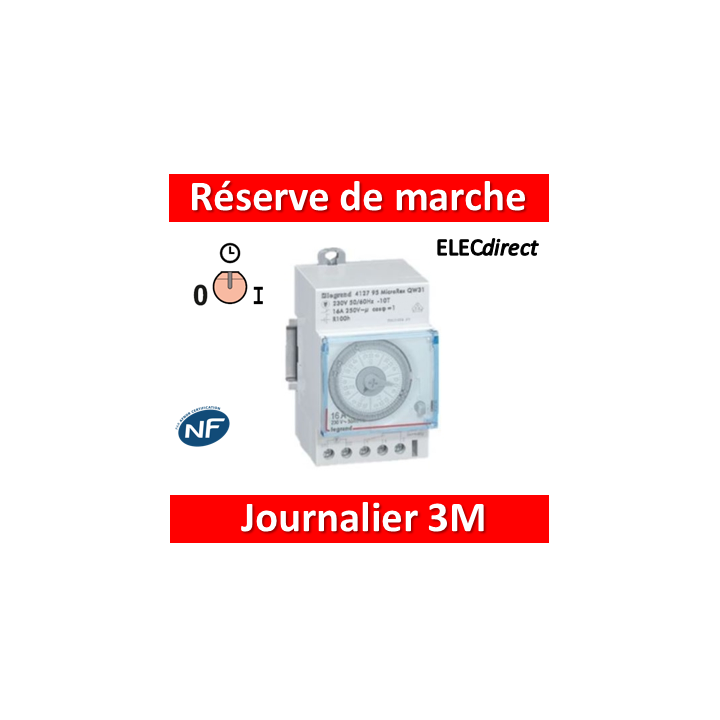 Legrand - Interrupteur horaire journalier analogique avec réserve de marche - 412813