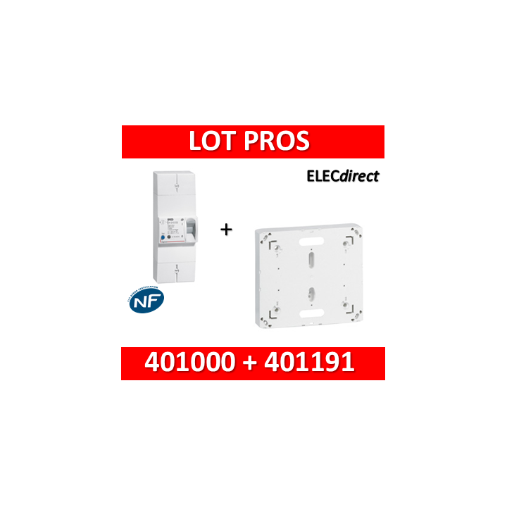 Legrand - Disjoncteur de branchement EDF 15/45A instantané + platine disjoncteur - 401000+401191