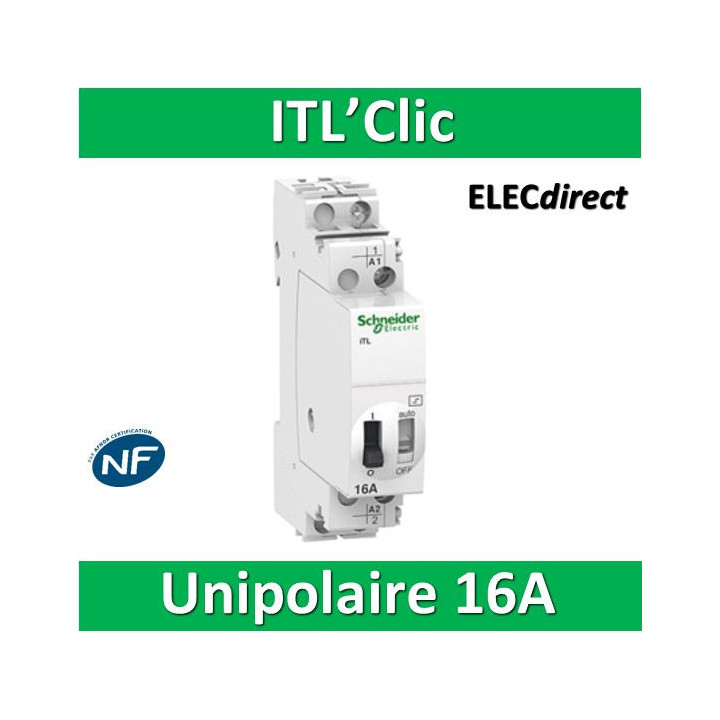 Schneider - Acti9 - ITL - Télérupteur - Unipolaire - 16A - 1NO - Réf : A9C30811