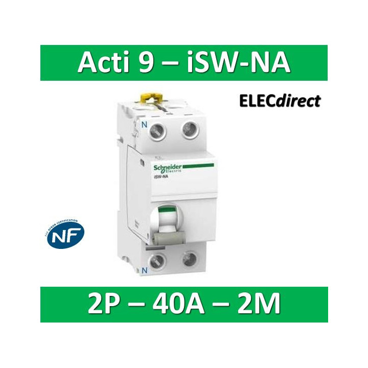 Schneider - Interrupteur-sectionneur bipolaire 40A à déclenchement - Acti9 - ISW-NA - A9S70640