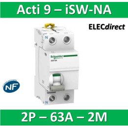 Schneider - Interrupteur-sectionneur bipolaire 63A à déclenchement - Acti9 - ISW-NA - A9S70663