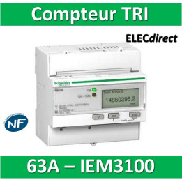 Schneider - Compteur d'énergie - TRI IEM3100 - 63A - SCHA9MEM3100 - Acti 9