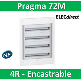 Schneider - Coffret électrique PRAGMA - encastré - 72 modules - 4 rangées de 18M - PRA32418