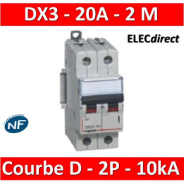 Legrand - Disjoncteur bipolaire DX3  20A - 10kA - courbe D - 408016