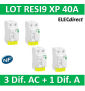 SCHNEIDER - LOT de 4 inter dif. XP - (3 - ID 2x40A 30mA AC/1 - ID 2x40A 30mA A) - R9PRC240x3+R9PRA240