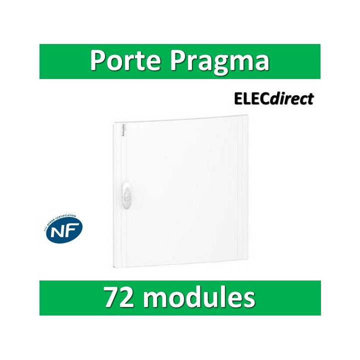 Schneider - Porte opaque blanche coffret PRAGMA IP40/IK09 - 4 rangées de 18 modules - PRA16418