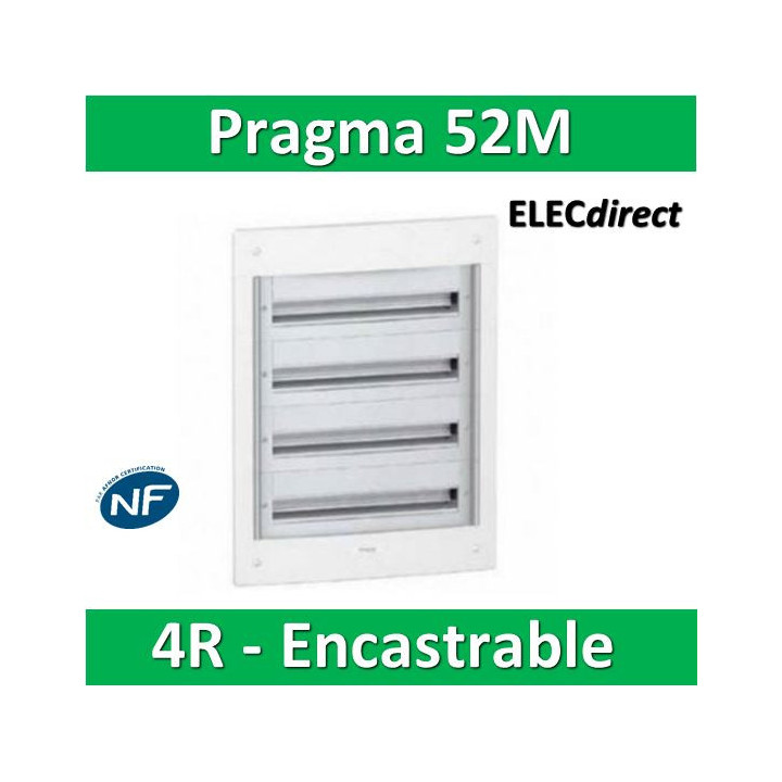 Schneider - Coffret électrique PRAGMA - encastré - 52 modules - 4 rangées de 13M - PRA32413