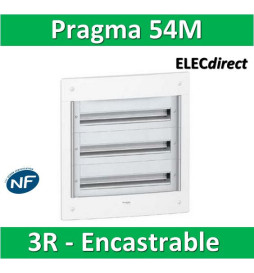 Schneider - Coffret électrique PRAGMA - encastré - 54 modules - 3 rangées de 18M - PRA32318