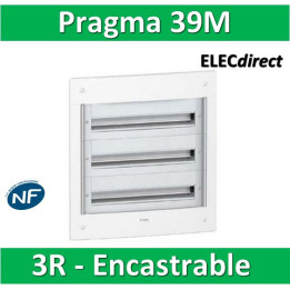 Schneider - Coffret électrique PRAGMA - encastré - 39 modules - 3 rangées de 13M - PRA32313