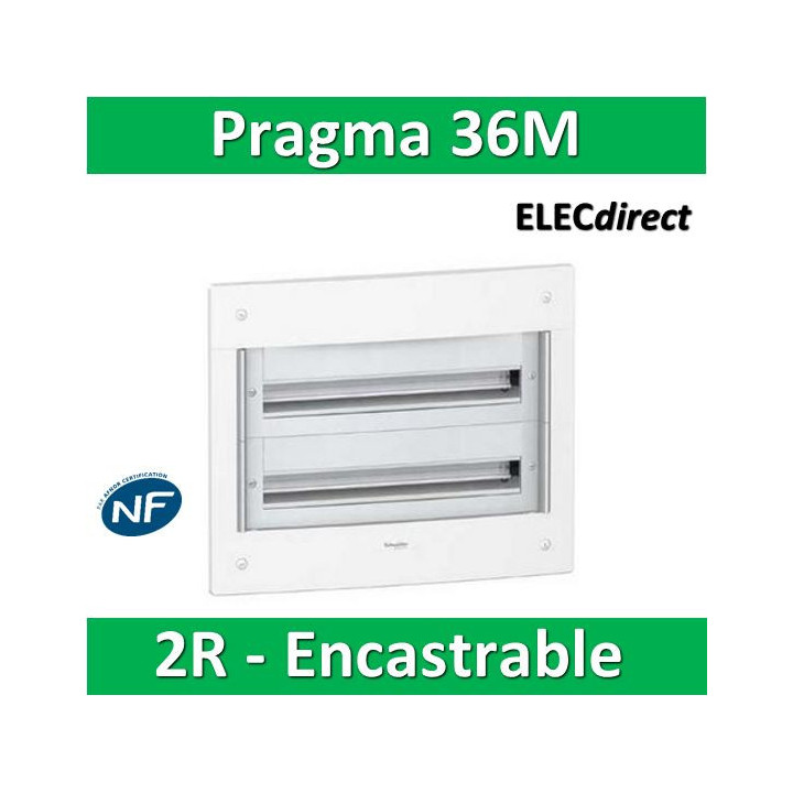Schneider - Coffret électrique PRAGMA - encastré - 36 modules - 2 rangées de 18M - PRA32218