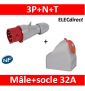 Legrand - Fiche mobile droite P17 IP44 32A - 380V~ à 415V~ - 3P+N+T - Mâle+socle - 555239+555259