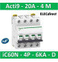 Schneider - Acti9 - iC60N - Disjoncteur - 4P - 20A - 6kA - courbe D - Réf : A9F75420