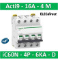 Schneider - Acti9 - iC60N - Disjoncteur - 4P - 16A - 6kA - courbe D - Réf : A9F75416