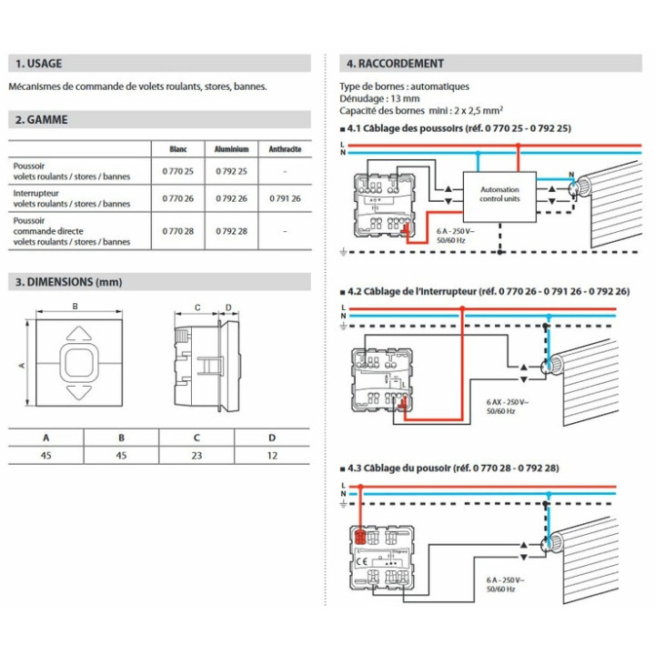 Legrand - Mosaic - Interrupteur volets roulants - Réf : 077026