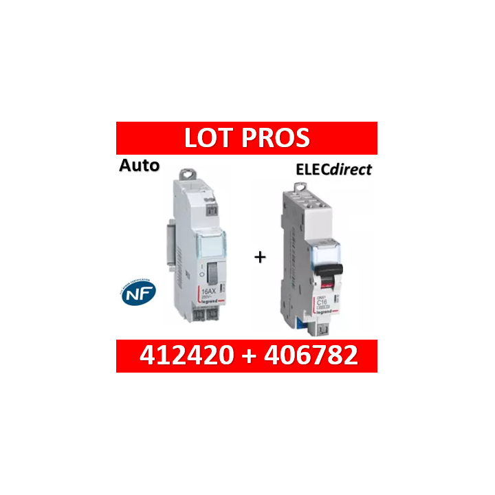 Legrand - Télérupteur CX3 - Unipolaire 16A - 230V - AUTO + DPN 10A - 412420+406782