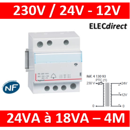 Legrand - Transformateur pour sonnerie - 230V /12V -  24V - 24VA - Réf : 413093