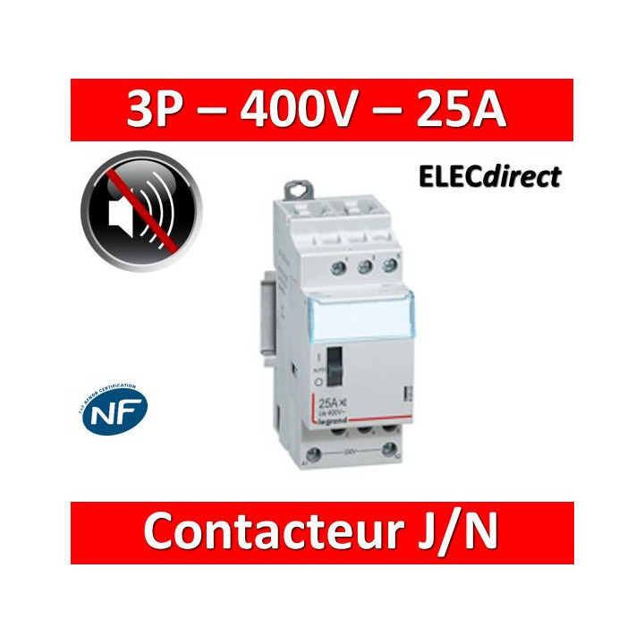 Legrand - Contacteur J/N heures creuses 25A - 400V Tripolaire - 412502