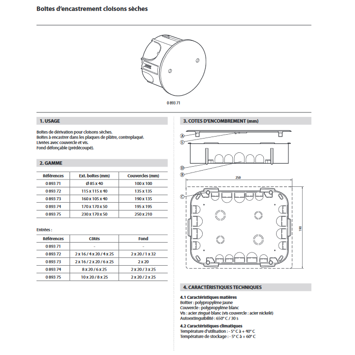 Legrand Batibox - Boîte pour dérivation 170x170x50 - Réf : 089374
