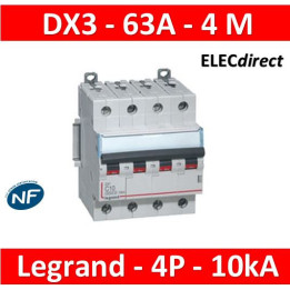 Legrand - DX3 - Disjoncteur 63A - 4P - 10kA - courbe C - Réf : 407904
