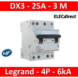 Legrand - Disjoncteur 4P DX3 - 25A - 6kA - courbe C - 406912