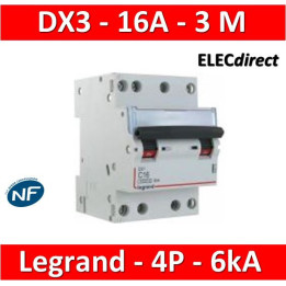 Legrand - Disjoncteur 4P DX3 - 16A - 6kA - courbe C - 406910