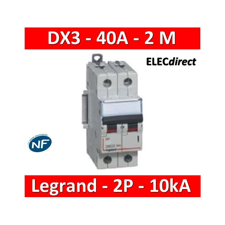 Legrand - Disjoncteur bipolaire DX3 40A - 10kA - courbe C - 407788