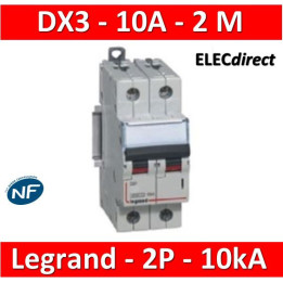 Legrand - Disjoncteur bipolaire DX3 10A - 10kA - courbe C - 407782