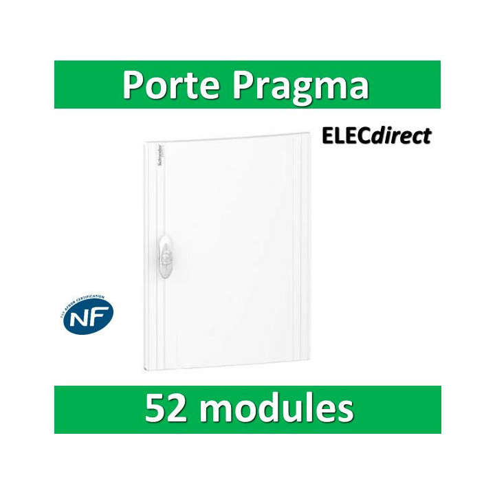Schneider - Porte opaque blanche coffret PRAGMA IP40/IK09 - 4 rangées de 13 modules - 52M - PRA16413