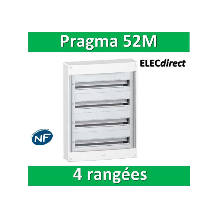 Schneider - Coffret électrique PRAGMA 52 modules - 4 rangées de 13M - PRA13654